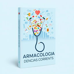 A captivating book cover design titled "Farmacologia e Doenças Correntes"