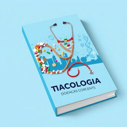 A captivating book cover design titled "Farmacologia e Doenças Correntes"