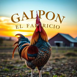 A rooster without a crest or chin, standing proudly against a morning sky backdrop