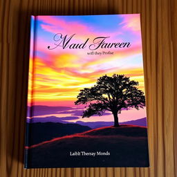 A captivating book cover featuring a majestic landscape at sunset