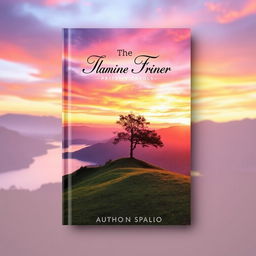 A captivating book cover featuring a majestic landscape at sunset