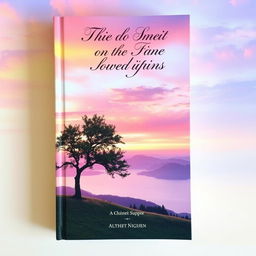 A captivating book cover featuring a majestic landscape at sunset