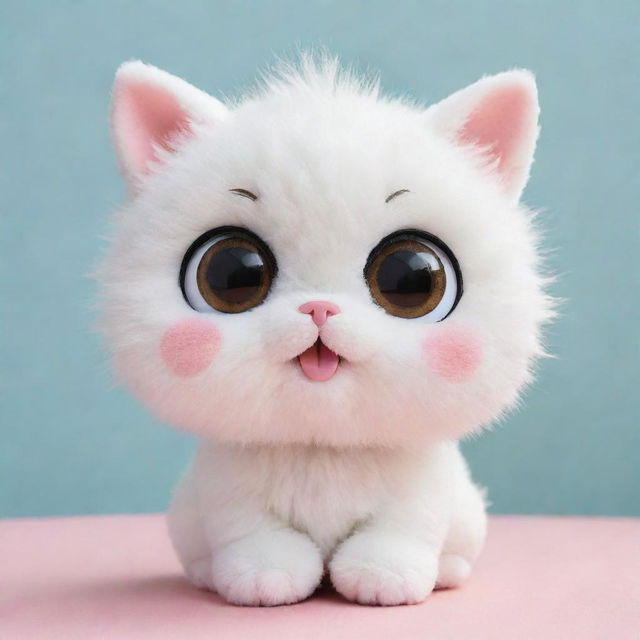 A delightful kawaii-style pet with oversized sparkling eyes and a round, fluffy body. It exudes a heartwarming charm and sports a sweet, playful expression.