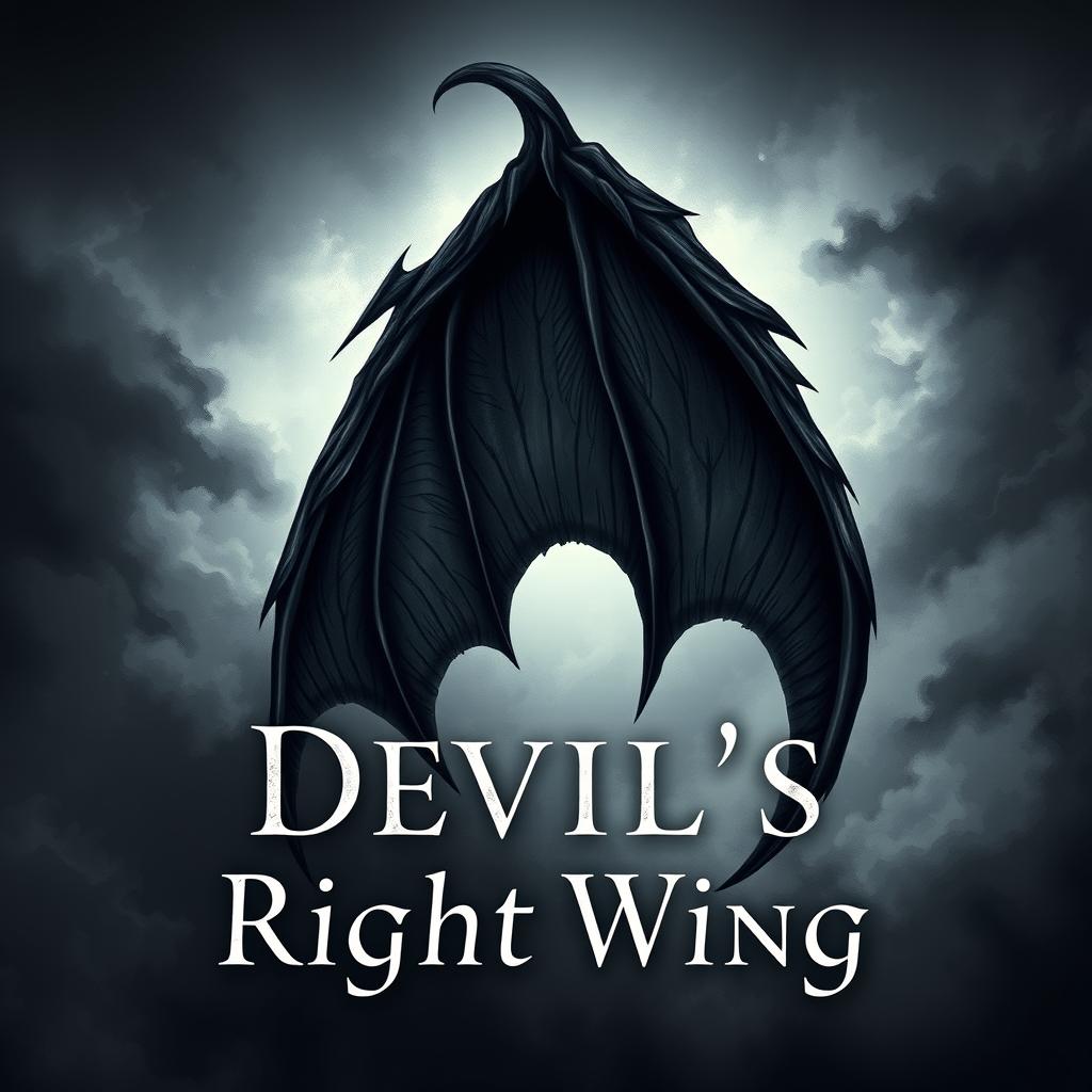 Book cover for a semi-fantasy and somewhat scary novel titled "Devil's Right Wing"