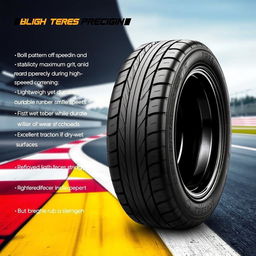 A high-performance racing car tire designed for speed and precision on the track