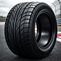 A high-performance racing car tire designed for speed and precision on the track