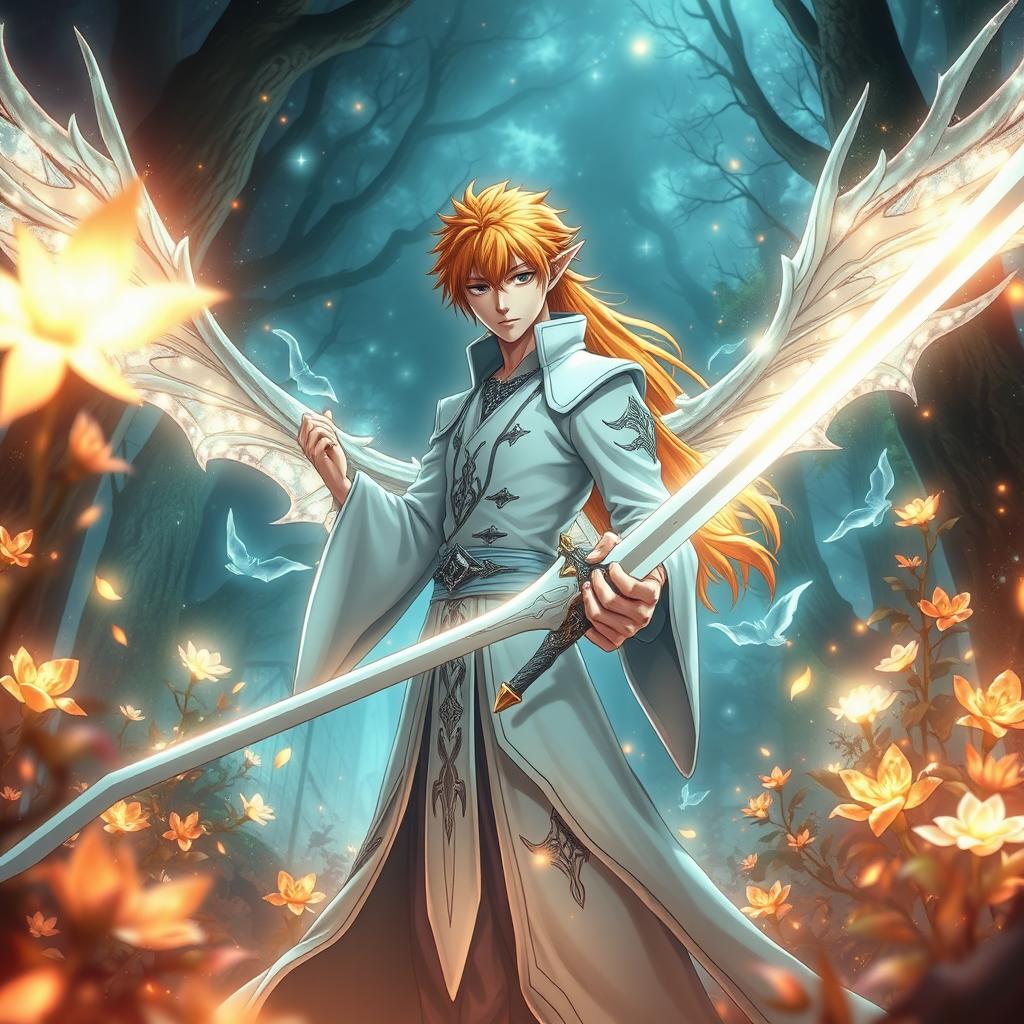 Ichigo Kurosaki transformed into a half-elf in Bankai white