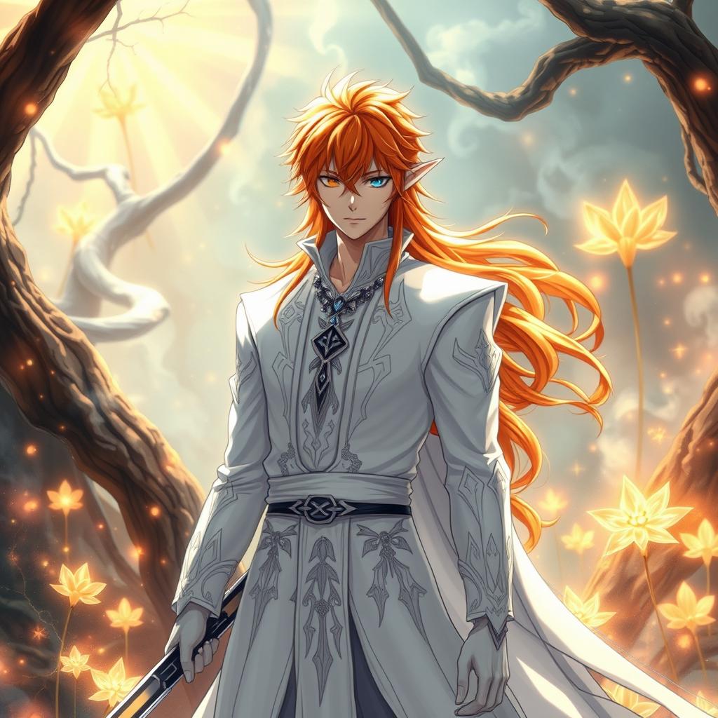 Ichigo Kurosaki transformed into a half-elf in Bankai white