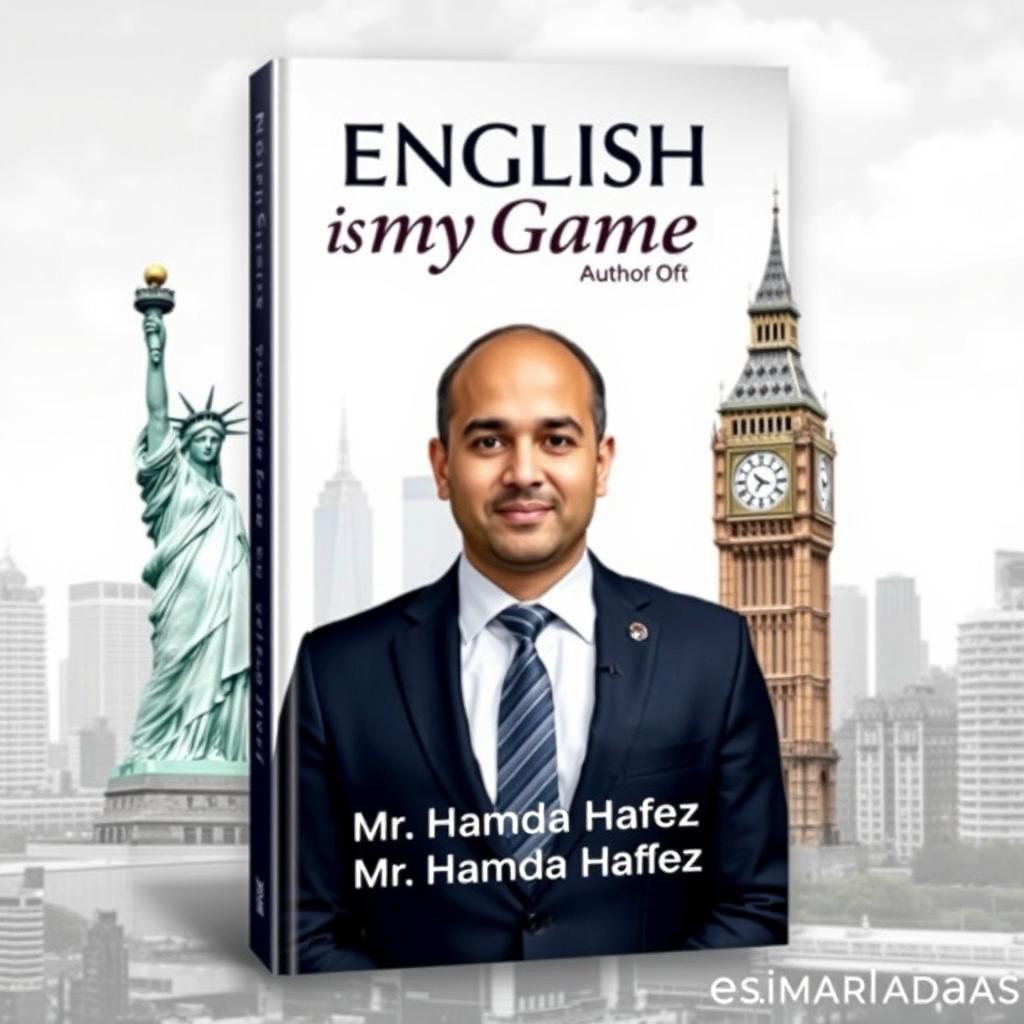 Book cover design for "English is my Game" with a sophisticated theme