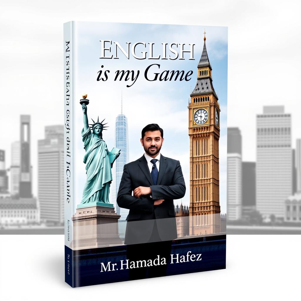 Book cover design for "English is my Game" with a sophisticated theme