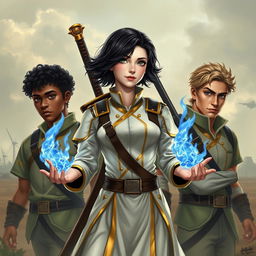 A post-apocalyptic scenario featuring three prominent characters