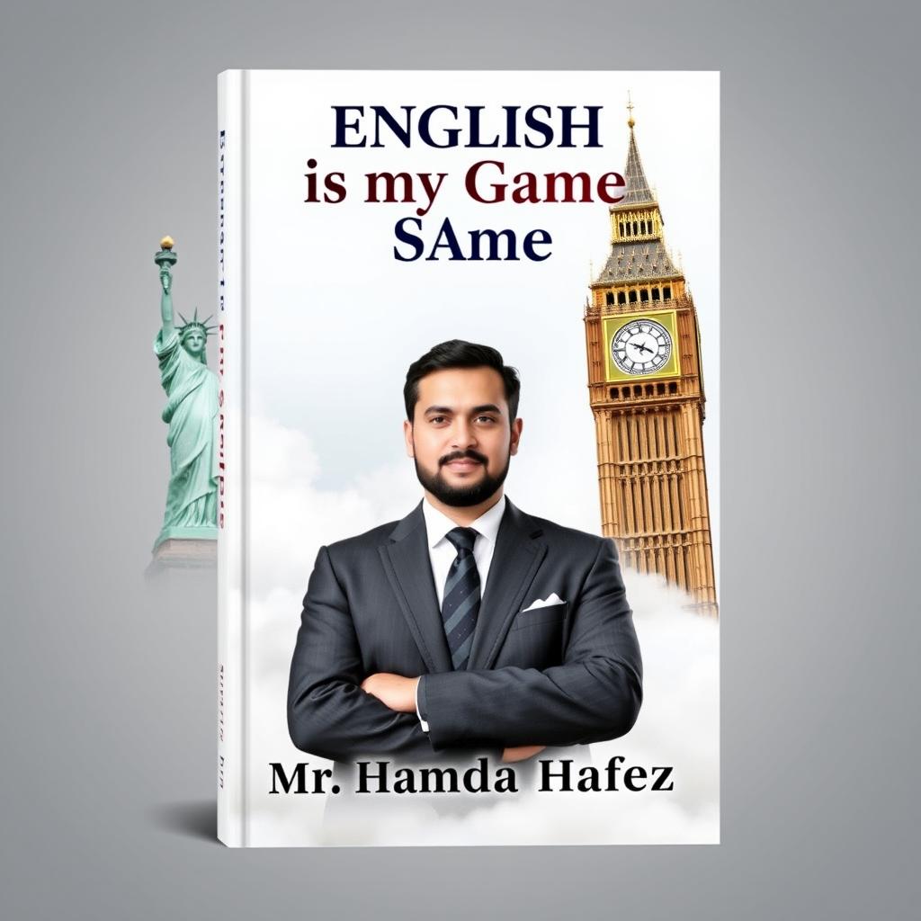 Book cover design for "English is my Game" with a prestigious and inspirational theme