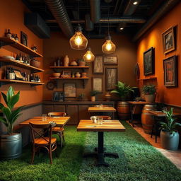 A rustic restaurant interior design concept for a small space