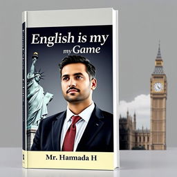 Design an engaging book cover for "English is my Game" that reflects a cross-cultural theme