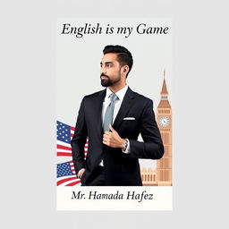 Design an elegant book cover for "English is my Game" where global culture meets personal expertise