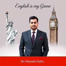 Craft a sophisticated book cover for "English is my Game" that seamlessly integrates cultural and personal elements