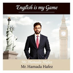 Craft a sophisticated book cover for "English is my Game" that seamlessly integrates cultural and personal elements