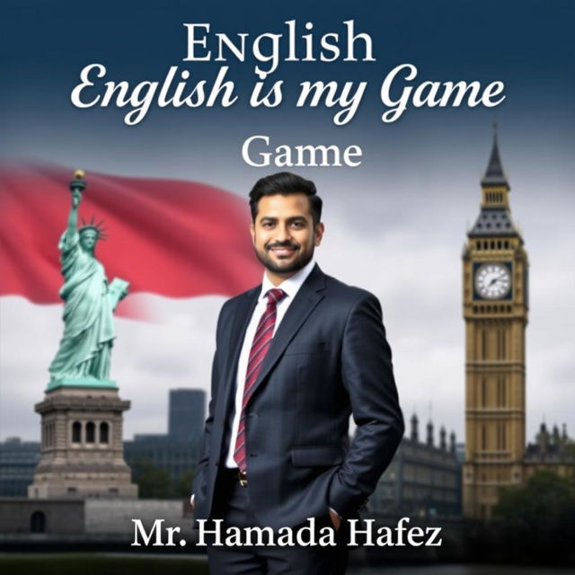 Craft a sophisticated book cover for "English is my Game" that seamlessly integrates cultural and personal elements