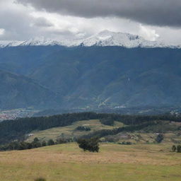 A majestic view of the Andes in Boyacá, filled with a tense silence before a battle