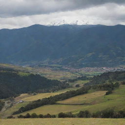 A majestic view of the Andes in Boyacá, filled with a tense silence before a battle