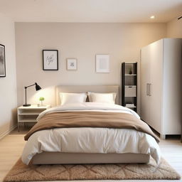 A modern bedroom decorated with stylish and affordable furniture from Ikea