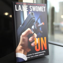 A dramatic book cover featuring a close-up of a hand firmly gripping a sleek, modern pistol