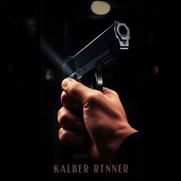 A dramatic book cover featuring a close-up of a hand firmly gripping a sleek, modern pistol