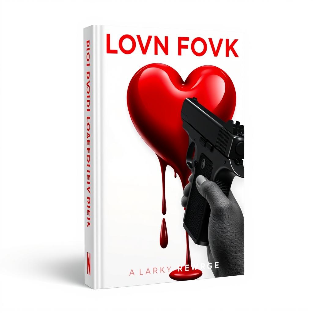 A captivating book cover design featuring a striking image of a bleeding red heart, symbolizing emotion and drama, with a sleek black gun pointed towards it