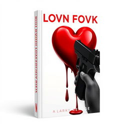 A captivating book cover design featuring a striking image of a bleeding red heart, symbolizing emotion and drama, with a sleek black gun pointed towards it