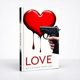 A captivating book cover design featuring a striking image of a bleeding red heart, symbolizing emotion and drama, with a sleek black gun pointed towards it