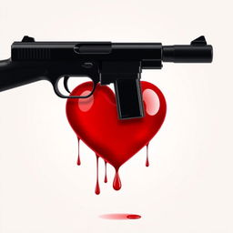 A captivating book cover design featuring a striking image of a bleeding red heart, symbolizing emotion and drama, with a sleek black gun pointed towards it