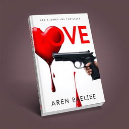 A captivating book cover design featuring a striking image of a bleeding red heart, symbolizing emotion and drama, with a sleek black gun pointed towards it