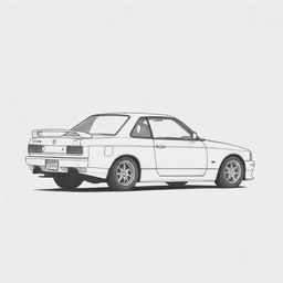 A minimal sketch of a Nissan Skyline, drawn with just a few pencil lines.