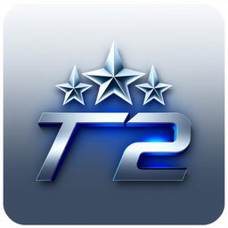 A sleek and modern logo featuring the text 'T2' prominently displayed in a bold, futuristic font