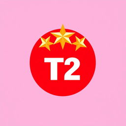 A stylish and contemporary logo design featuring the text 'T2' in a bold, modern font, placed centrally against a vibrant red background