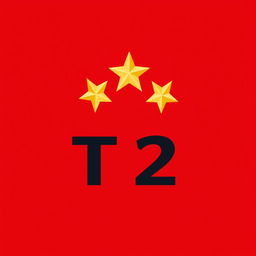 A stylish and contemporary logo design featuring the text 'T2' in a bold, modern font, placed centrally against a vibrant red background