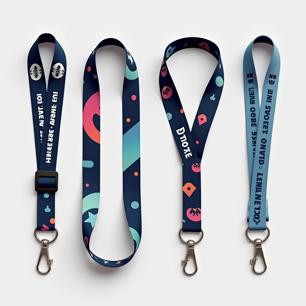 A beautifully crafted set of lanyards for a fictitious company, featuring eye-catching branding elements