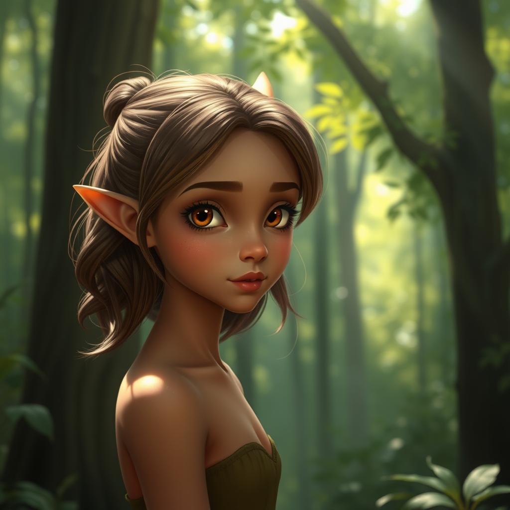 A young and slender forest elf with delicate features