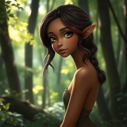 A young and slender forest elf with delicate features