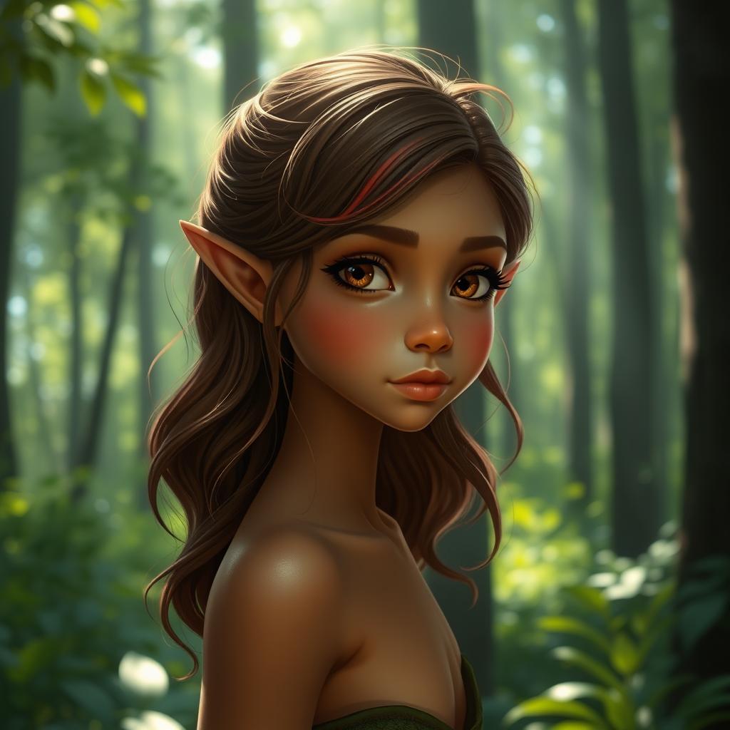 A young and slender forest elf with delicate features