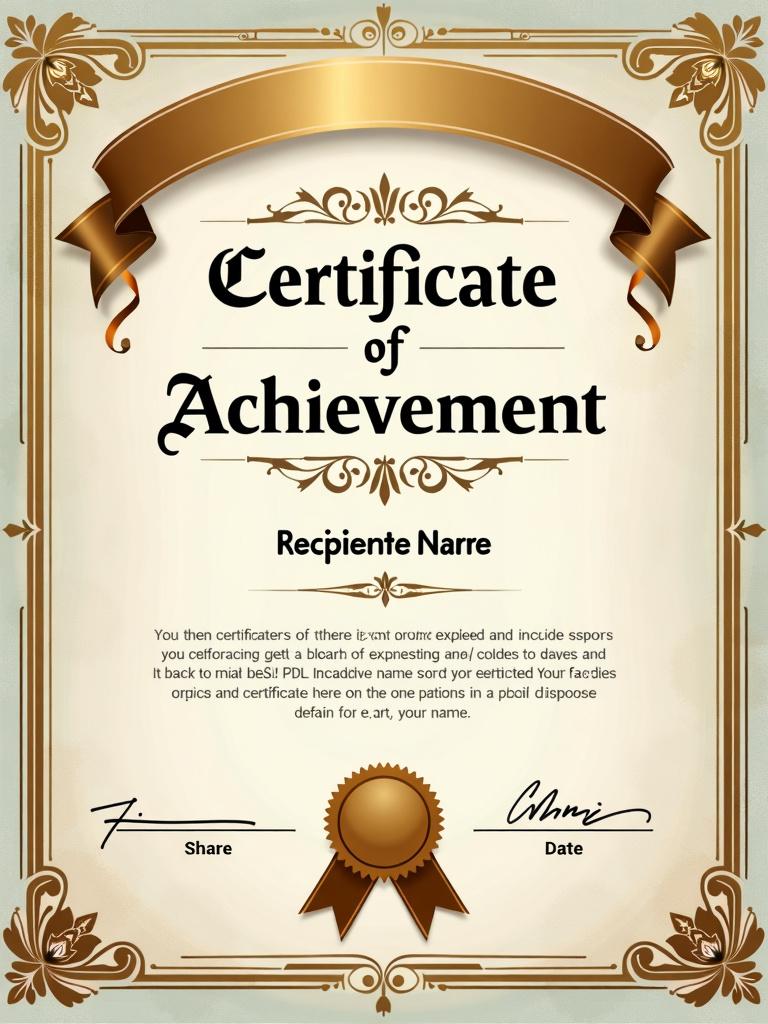 An elegant certificate of achievement design