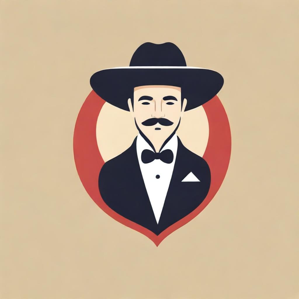 Design a logo for a taqueria called 'Don Juan' that features a man in a tuxedo and a Mexican hat.