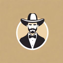 Design a logo for a taqueria called 'Don Juan' that features a man in a tuxedo and a Mexican hat.