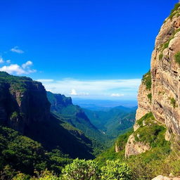 Scenic view of Sierra Gorda de Hidalgo, showcasing the rugged mountainous terrain, lush green vegetation, and vibrant blue skies