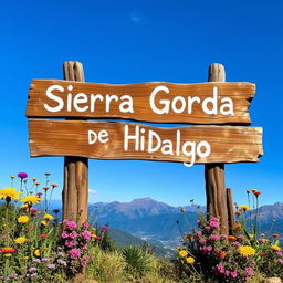 A rustic and charming wooden sign that reads 'Sierra Gorda de Hidalgo'