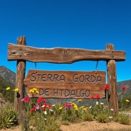 A rustic and charming wooden sign that reads 'Sierra Gorda de Hidalgo'