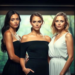 Three beautiful women standing confidently