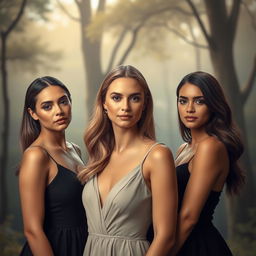 Three beautiful women standing confidently