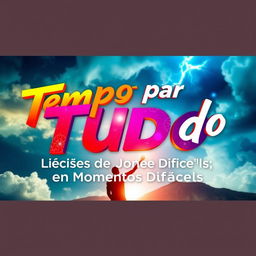 A vibrant and captivating thumbnail for a video titled 'Tempo para Tudo: Lições de Jó em Momentos Difíceis!'