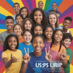 A vibrant and inspiring poster promoting volunteering for NSTP. Featuring energetic youths, diverse characters, bright colors, bold text with the words 'Volunteer for NSTP' and imagery symbolizing community service.